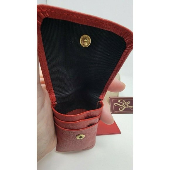 Buxton Bi Fold Wallet Key Wallet and Check Book Cover Cowhide Leather NOS Red - Picture 4 of 8